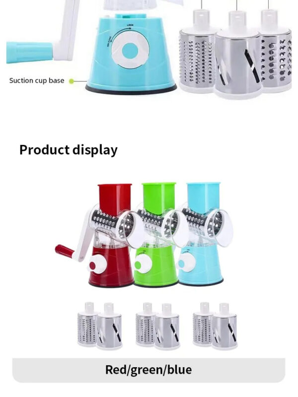 Multifunctional Roller Vegetable Cutter Hand Crank Home Kitchen Shredder Potato Grater - Image 4