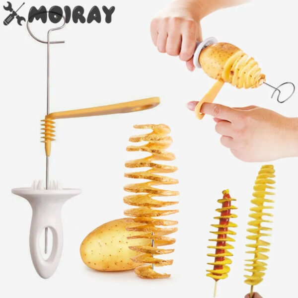 Spiral Potato Cutter Twisted Slice Potato Tower Whirlwind Potato Cut Diy Creative Fruit And Vegetable Spiral Slicer For Kitchen - Image 2