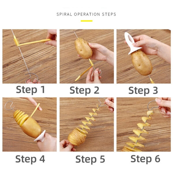 Spiral Potato Cutter Twisted Slice Potato Tower Whirlwind Potato Cut Diy Creative Fruit And Vegetable Spiral Slicer For Kitchen - Image 10