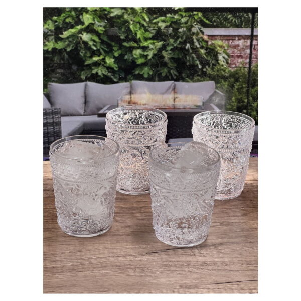 Paisley Acrylic Glasses Drinking Set of 4 DOF (13oz), Plastic Drinking Glasses, BPA Free Cocktail Glasses, Drinkware Set, Drinking Water Glasses - Image 4