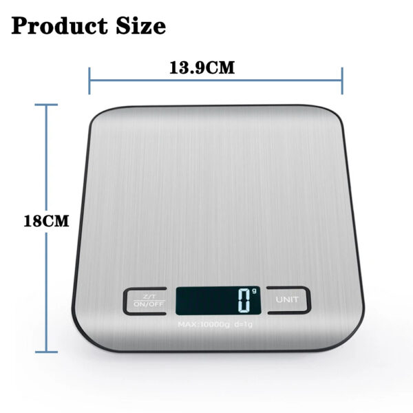 Kitchen Scale Stainless Steel Weighing For Food Diet Postal Balance Measuring LCD Precision Electronic Scales - Image 5