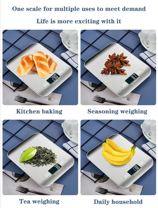 Kitchen Scale Stainless Steel Weighing For Food Diet Postal Balance Measuring LCD Precision Electronic Scales - Image 6