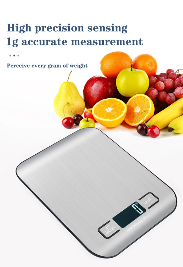 Kitchen Scale Stainless Steel Weighing For Food Diet Postal Balance Measuring LCD Precision Electronic Scales - Image 7