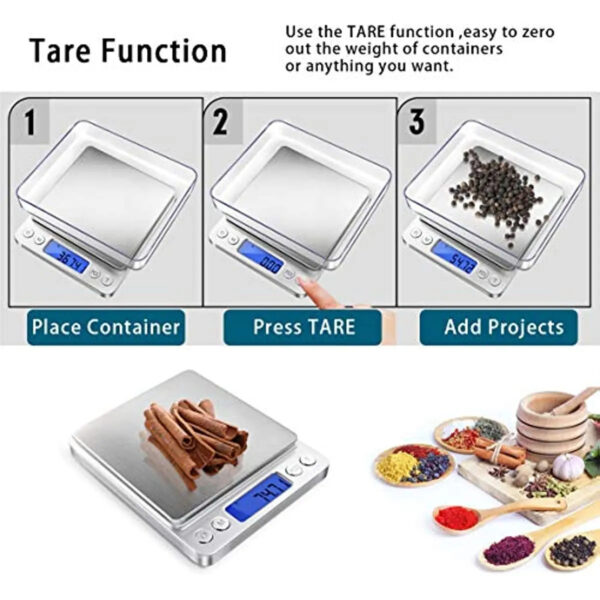 Digital Kitchen Scale 3000g/ 0.1g Small Jewelry Scale Food Scales Digital Weight Gram and Oz Digital Gram Scale with LCD/ Tare - Image 2