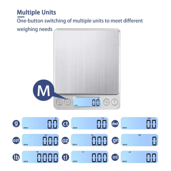 Digital Kitchen Scale 3000g/ 0.1g Small Jewelry Scale Food Scales Digital Weight Gram and Oz Digital Gram Scale with LCD/ Tare - Image 3