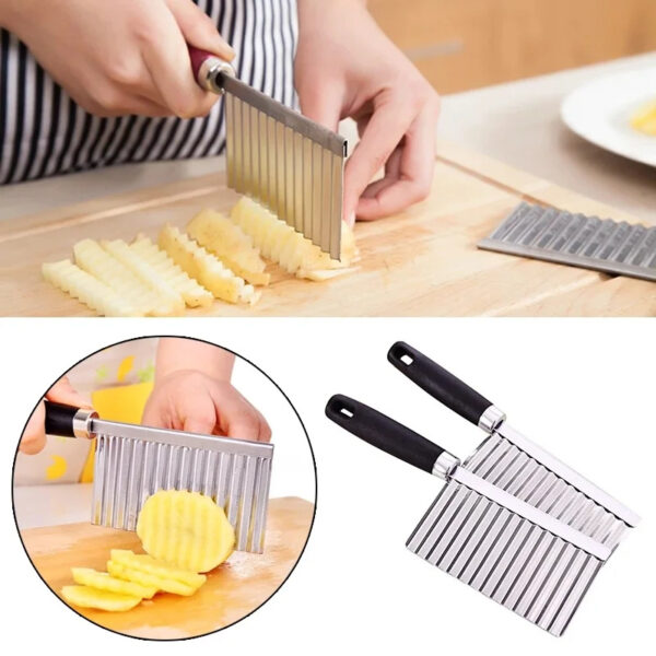 Stainless Steel Potato Chip Wavy Cutter Dough Vegetable Fruit Crinkle Wavy Knife Chopper Cutter French Fry Maker Kitchen Gadgets - Image 2