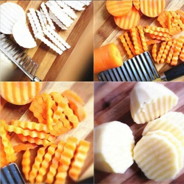 Stainless Steel Potato Chip Wavy Cutter Dough Vegetable Fruit Crinkle Wavy Knife Chopper Cutter French Fry Maker Kitchen Gadgets - Image 5