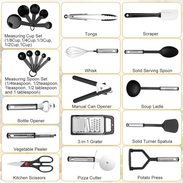 23Pcs Kitchen Utensil Set Stainless Steel Nylon Heat Resistant Cooking Utensil Tool Kit - Image 2