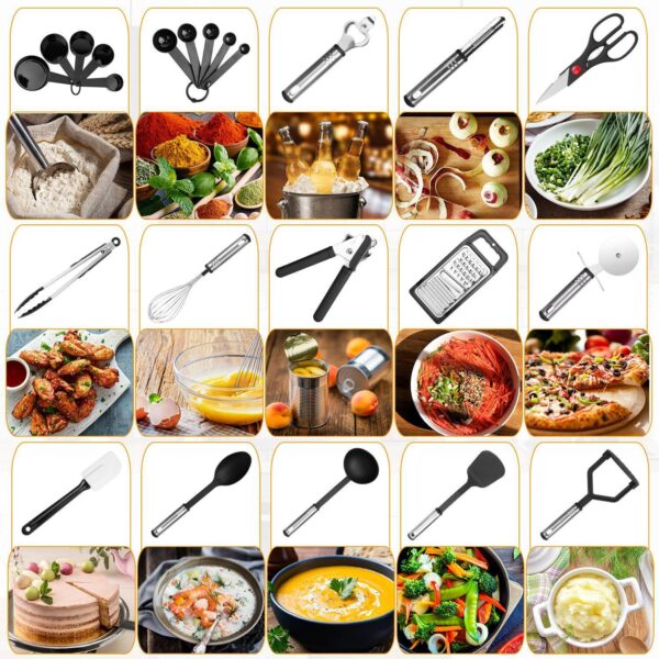 23Pcs Kitchen Utensil Set Stainless Steel Nylon Heat Resistant Cooking Utensil Tool Kit - Image 3