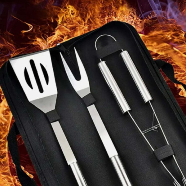 3 PCS Stainless Steel BBQ Grill Utensils Set - Image 2