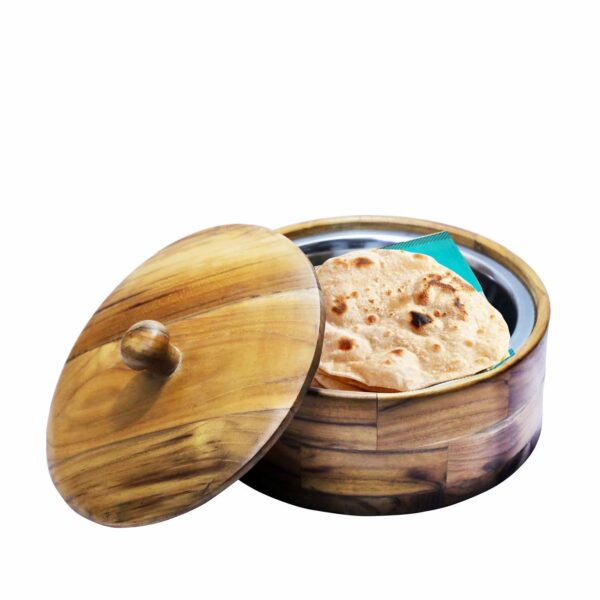 WILLART Teak Wood Hot Pot Tortilla Chapati Casserole Box - Image 2