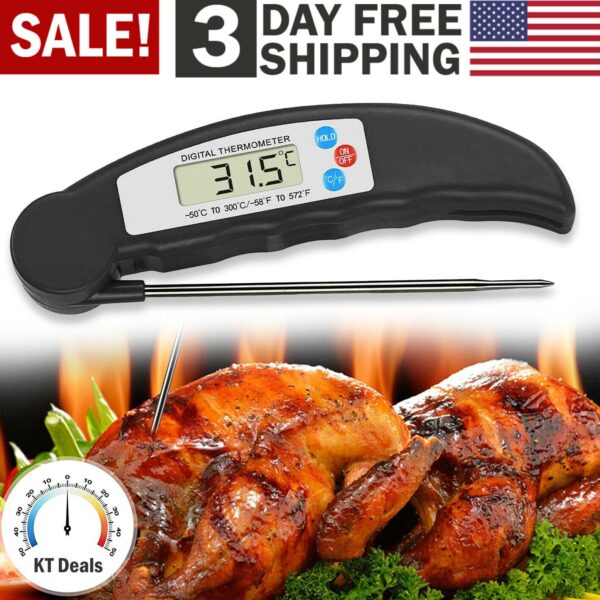 Instant-Read Meat Thermometer Digital Electronic Food Temp Kitchen Cooking Grill - Image 2